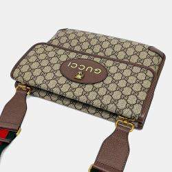 Pre Owned حقيبة ماسنجر غوتشي بني بيج PVC GG سوبريم