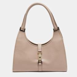 Pre Owned Gucci Jackie Bardot Light Pink Leather Shoulder Bag