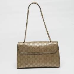 Pre Owned حقيبة كتف غوتشي إميلي سلسلة جلد غوتشيسيما بيج معدني وسط