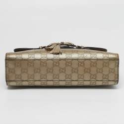 Pre Owned حقيبة كتف غوتشي إميلي سلسلة جلد غوتشيسيما بيج معدني وسط