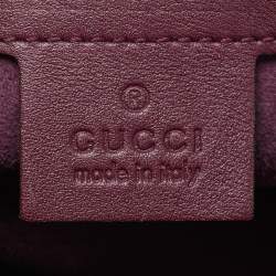 Pre Owned حقيبة غوتشي يد علوية متوسطة من جلد بورجوندي بمقبض مقفل بامبو للسيدات