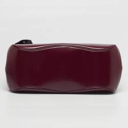 Pre Owned حقيبة غوتشي يد علوية متوسطة من جلد بورجوندي بمقبض مقفل بامبو للسيدات