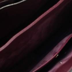 Pre Owned حقيبة غوتشي يد علوية متوسطة من جلد بورجوندي بمقبض مقفل بامبو للسيدات