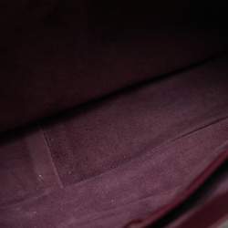 Pre Owned حقيبة غوتشي يد علوية متوسطة من جلد بورجوندي بمقبض مقفل بامبو للسيدات