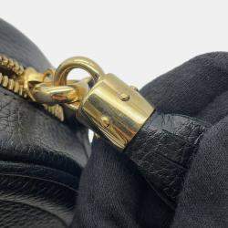 Pre Owned حقيبة كتف غوتشي سوهو جلد أسود/بيج بشعار G متداخل