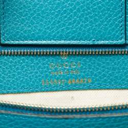 Pre Owned Gucci Swing Medium Turquoise Blue Leather Tote
