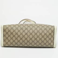 مملوكة مسبقًا حقيبة يد غوتشي "بادلوك" متوسطة قماش و جلد GG سوبريم أبيض عاجي/بيج