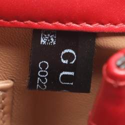 Pre Owned Gucci Bee Pearl Studded Queen Margaret Broadway Mini Red Leather Crossbody Bag