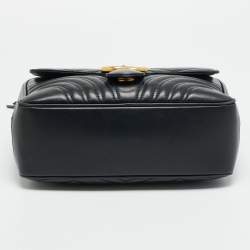 Pre Owned حقيبة يد غوتشي بمقبض علوي جلد ماغرامونت GG مبطن ويب سيلفي أسود صغيرة