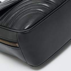 Pre Owned حقيبة يد غوتشي بمقبض علوي جلد ماغرامونت GG مبطن ويب سيلفي أسود صغيرة