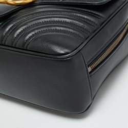 Pre Owned حقيبة يد غوتشي بمقبض علوي جلد ماغرامونت GG مبطن ويب سيلفي أسود صغيرة