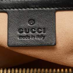 Pre Owned حقيبة يد غوتشي بمقبض علوي جلد ماغرامونت GG مبطن ويب سيلفي أسود صغيرة