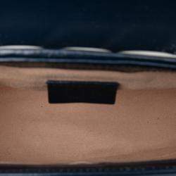 Pre Owned Gucci Blue/White Mini GG Marmont Matelasse Diagonal Leather Torchon Top Handle Bag