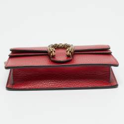 Pre Owned Gucci Dionysus Crystal Super Mini Red Leather Shoulder Bag