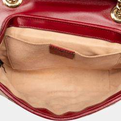 Pre Owned حقيبة كتف جلد كانفاس GG مائل صغير بني أحمر غوتشي مارمونت GG ماتلاسيه