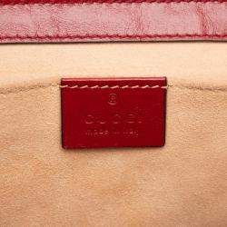 Pre Owned حقيبة كتف جلد كانفاس GG مائل صغير بني أحمر غوتشي مارمونت GG ماتلاسيه