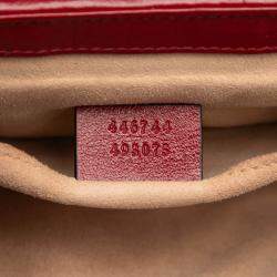 Pre Owned حقيبة كتف جلد كانفاس GG مائل صغير بني أحمر غوتشي مارمونت GG ماتلاسيه