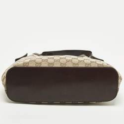 Pre Owned Gucci Beige/Brown GG Canvas and Leather Hobo