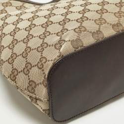 Pre Owned Gucci Beige/Brown GG Canvas and Leather Hobo