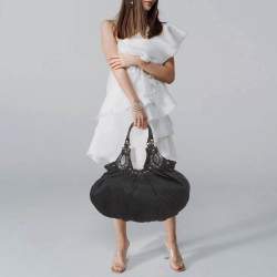 مملوكة مسبقًا  حقيبة غوتشي مرصعة بيلهام جلد وكانفاس جي جي سوداء