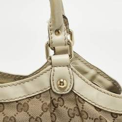 Pre Owned حقيبة يد توتس غوتشي جي جي كانفاس وجلد أزرق/بيج متوسطة سوكي