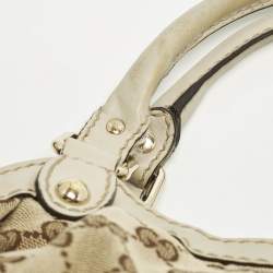 Pre Owned حقيبة يد توتس غوتشي جي جي كانفاس وجلد أزرق/بيج متوسطة سوكي