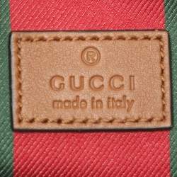 Pre Owned Gucci GG Emblem Large Beige/Brown Coated Canvas Tote