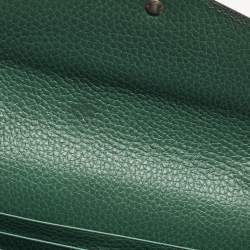 Pre Owned محفظة غوتشي سلسلة ديونيسوس من الجلد الأخضر بالكريستال