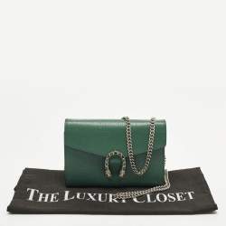 Pre Owned محفظة غوتشي سلسلة ديونيسوس من الجلد الأخضر بالكريستال