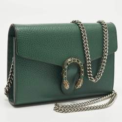 Pre Owned محفظة غوتشي سلسلة ديونيسوس من الجلد الأخضر بالكريستال