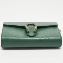 Pre Owned محفظة غوتشي سلسلة ديونيسوس من الجلد الأخضر بالكريستال