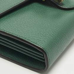 Pre Owned محفظة غوتشي سلسلة ديونيسوس من الجلد الأخضر بالكريستال