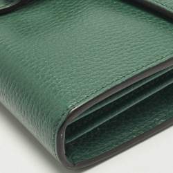 Pre Owned محفظة غوتشي سلسلة ديونيسوس من الجلد الأخضر بالكريستال