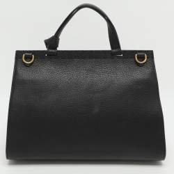 Pre Owned حقيبة غوتشي يد علوية جلد أسود GG مارمونت مطرز مزخرف بالورود