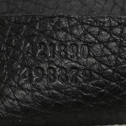 Pre Owned حقيبة غوتشي يد علوية جلد أسود GG مارمونت مطرز مزخرف بالورود