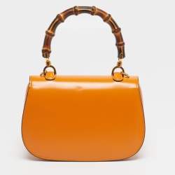 Pre Owned حقيبة يد غوتشي بامبو 1947 جلد مستردة صفراء صغيرة