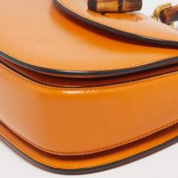 Pre Owned حقيبة يد غوتشي بامبو 1947 جلد مستردة صفراء صغيرة