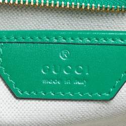 Pre Owned Gucci Bamboo 1947 Small Green Leather Top Handle Bag