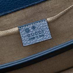 Pre Owned حقيبة كروس غوتشي جلد العجل دولار صغيرة زرقاء مع شعار G مترابط