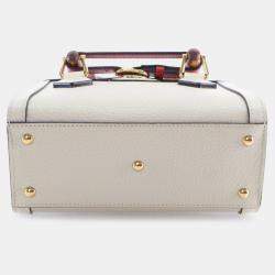 Pre Owned حقيبة توت غوتشي ديانا خشب البامبو جلد عجل أبيض صغيرة