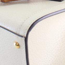 Pre Owned حقيبة توت غوتشي ديانا خشب البامبو جلد عجل أبيض صغيرة