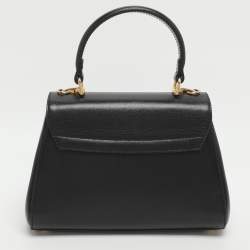 مملوكة مسبقًا حقيبة غوتشي بلجام حصان 1955 جلد أسود بمقبض علوي