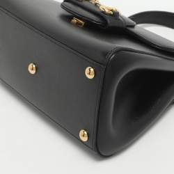 مملوكة مسبقًا حقيبة غوتشي بلجام حصان 1955 جلد أسود بمقبض علوي