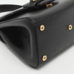 مملوكة مسبقًا حقيبة غوتشي بلجام حصان 1955 جلد أسود بمقبض علوي