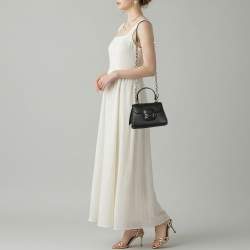 مملوكة مسبقًا حقيبة غوتشي بلجام حصان 1955 جلد أسود بمقبض علوي