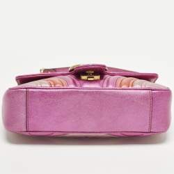 Pre Owned حقيبة كتف غوتشي GG مارمونت صغيرة مخمل ماتيلس وردي