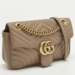 Pre Owned Gucci GG Marmont Flap Medium Matelassé Leather Shoulder Bag