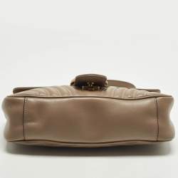 Pre Owned Gucci GG Marmont Flap Medium Matelassé Leather Shoulder Bag