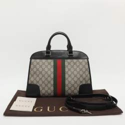 مملوكة مسبقًا Gucci Vintage Web Beige/Black GG Supreme Coated Canvas and Leather Satchel
