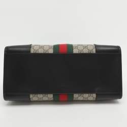 مملوكة مسبقًا Gucci Vintage Web Beige/Black GG Supreme Coated Canvas and Leather Satchel